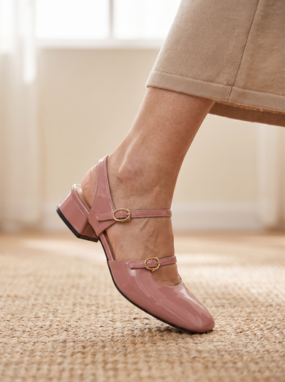 Patent ankle-strap heeled sandals for women – ARIANA