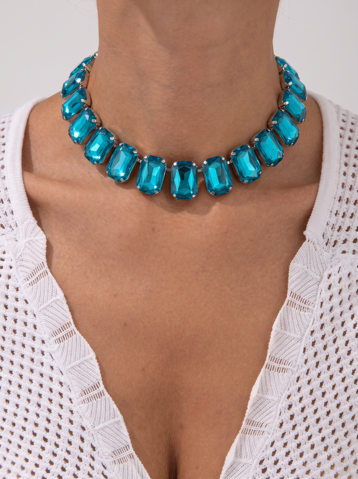 18K gold-plated crystal chain necklace for women