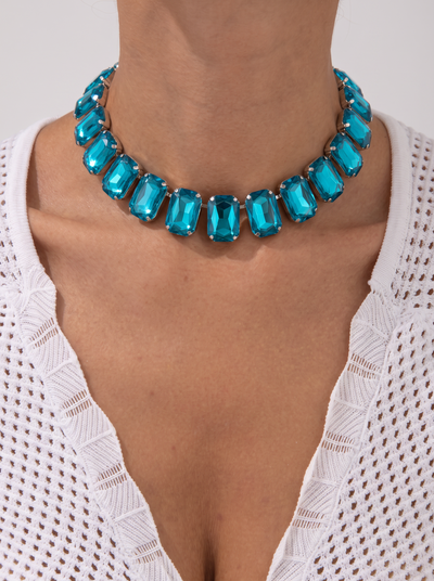 18K gold-plated crystal chain necklace for women