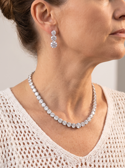 Crystal tennis necklace and earring set for women – ARIANA