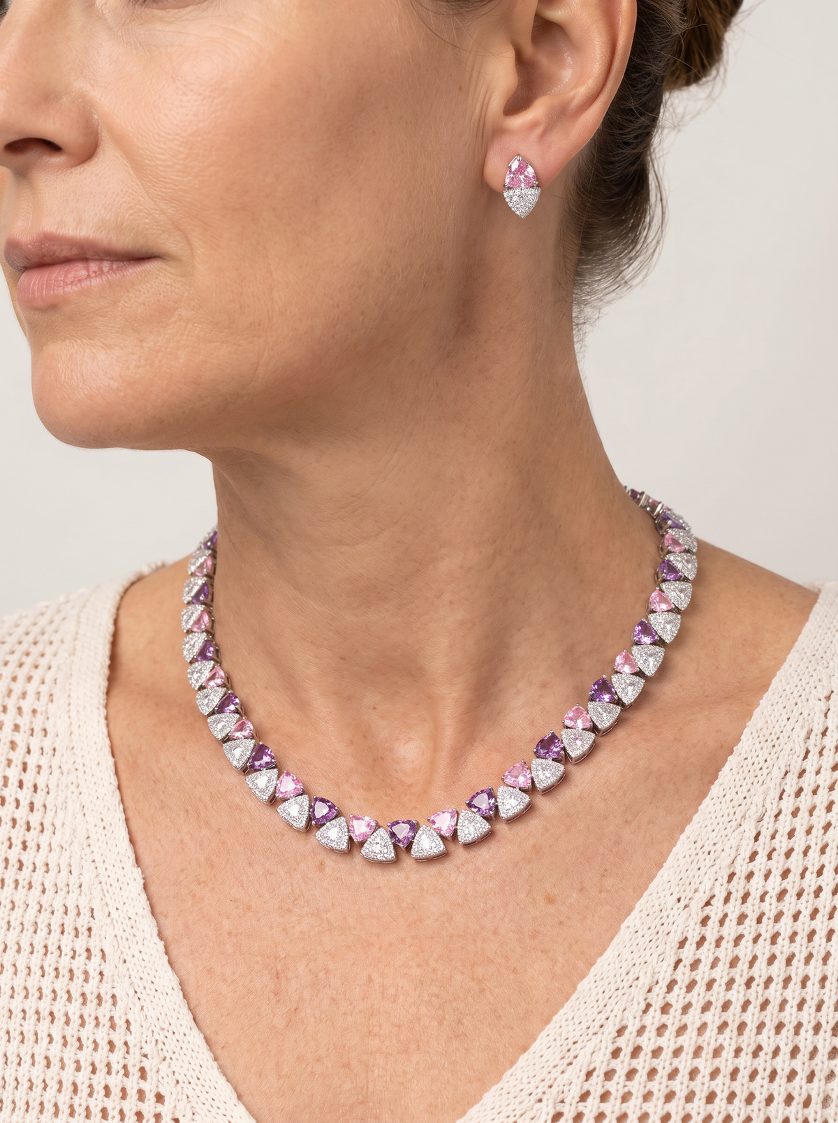 Pink zirconia bridal jewelry set for women – ARIANA