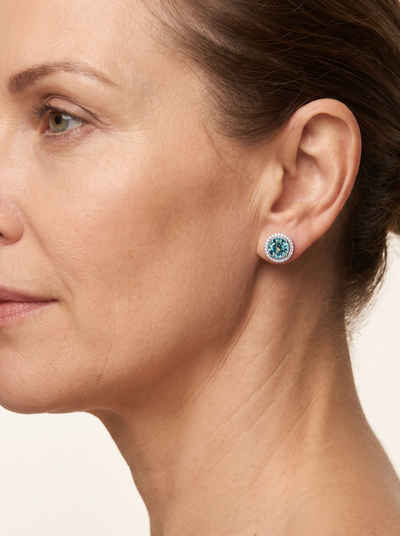 Teal moissanite stud earrings for women – ARIANA