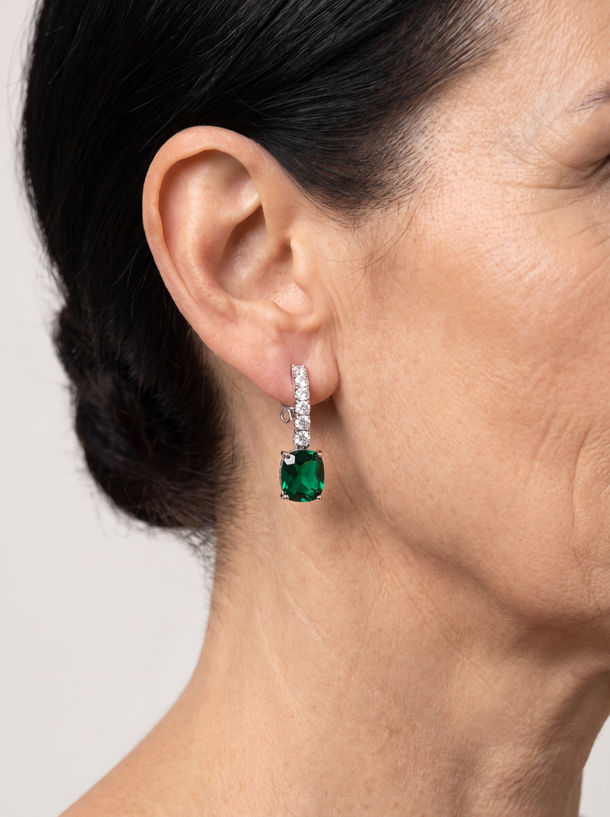 S925 silver dangle earrings with emerald and ruby for women