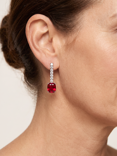 Cultivated emerald and ruby dangle earrings for women – ARIANA