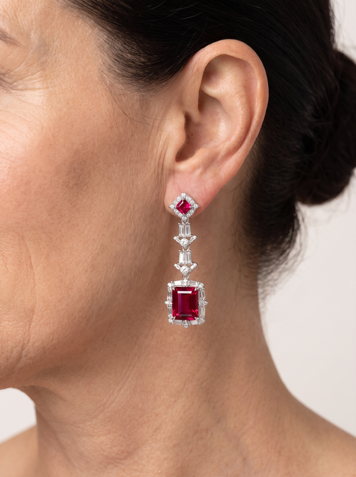 Garnet drop earrings in S925 silver for women – ARIANA