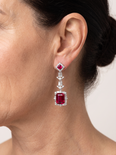 Garnet drop earrings in S925 silver for women – ARIANA