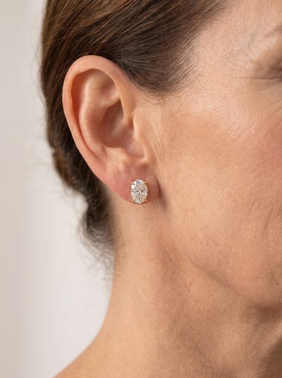 Oval moissanite stud earrings in 925 silver for women – ARIANA