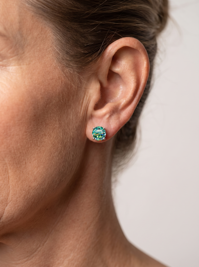 Cyan moissanite stud earrings in 925 silver for women – ARIANA