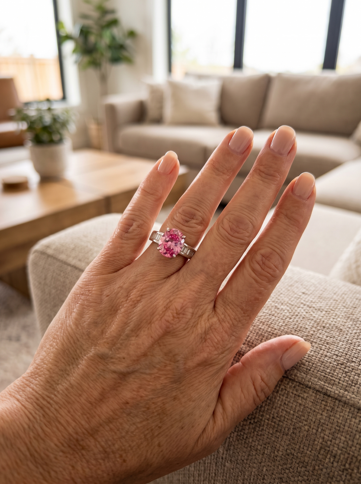 Pink moissanite engagement ring in 925 silver for women – ARIANA