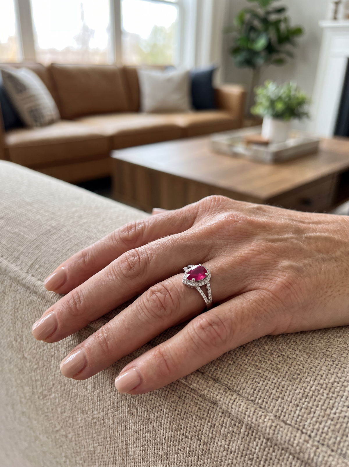 925 silver ring with ruby gemstone for women