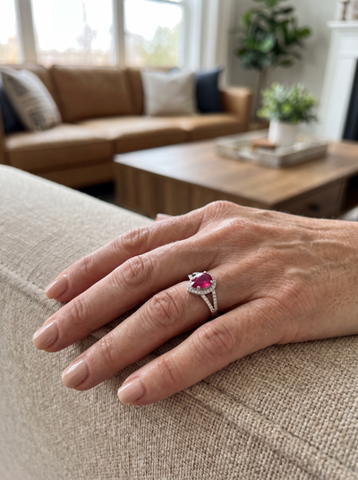 925 silver ring with ruby gemstone for women