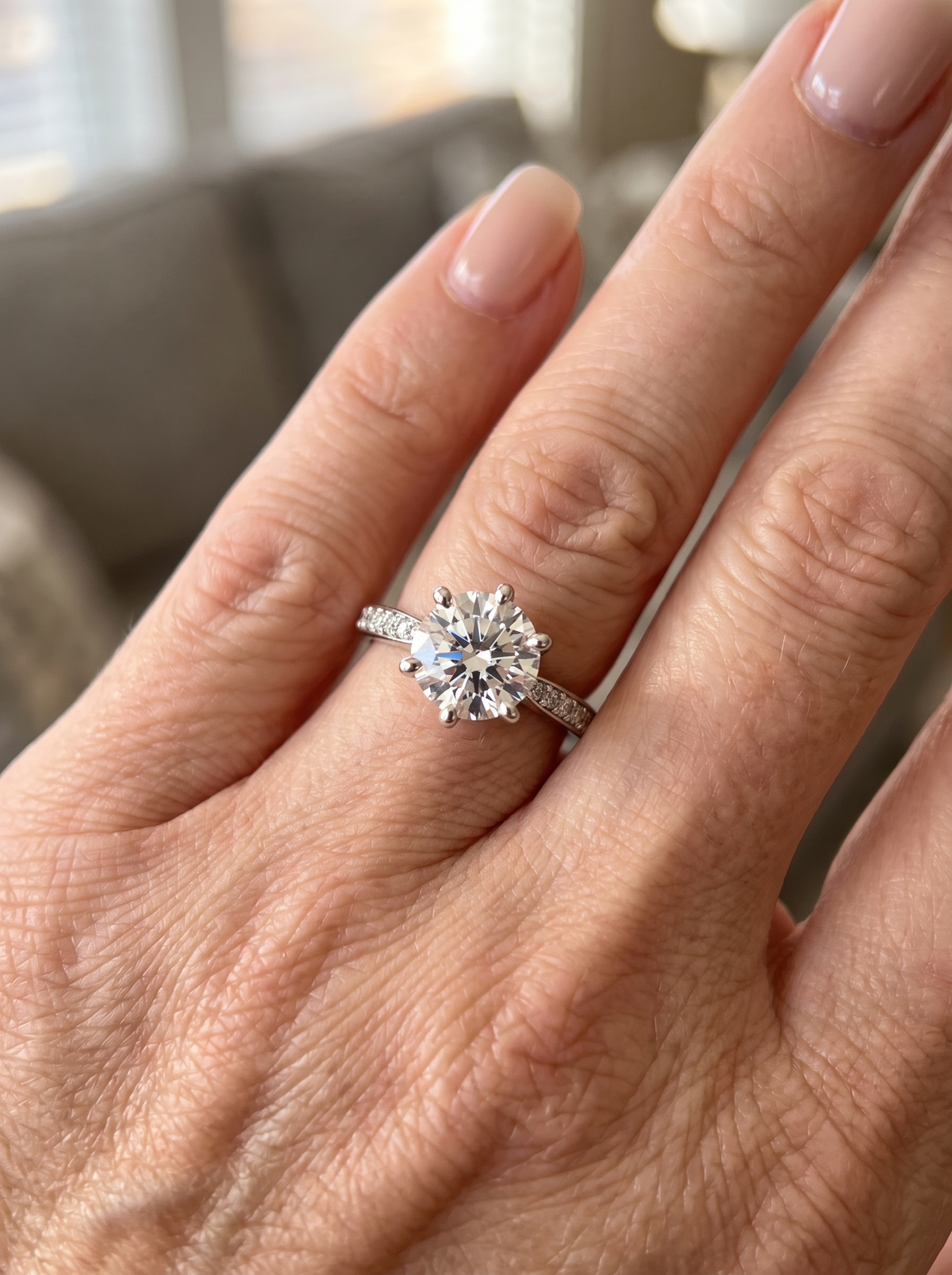 18K gold-plated S925 silver wedding ring with moissanite for women