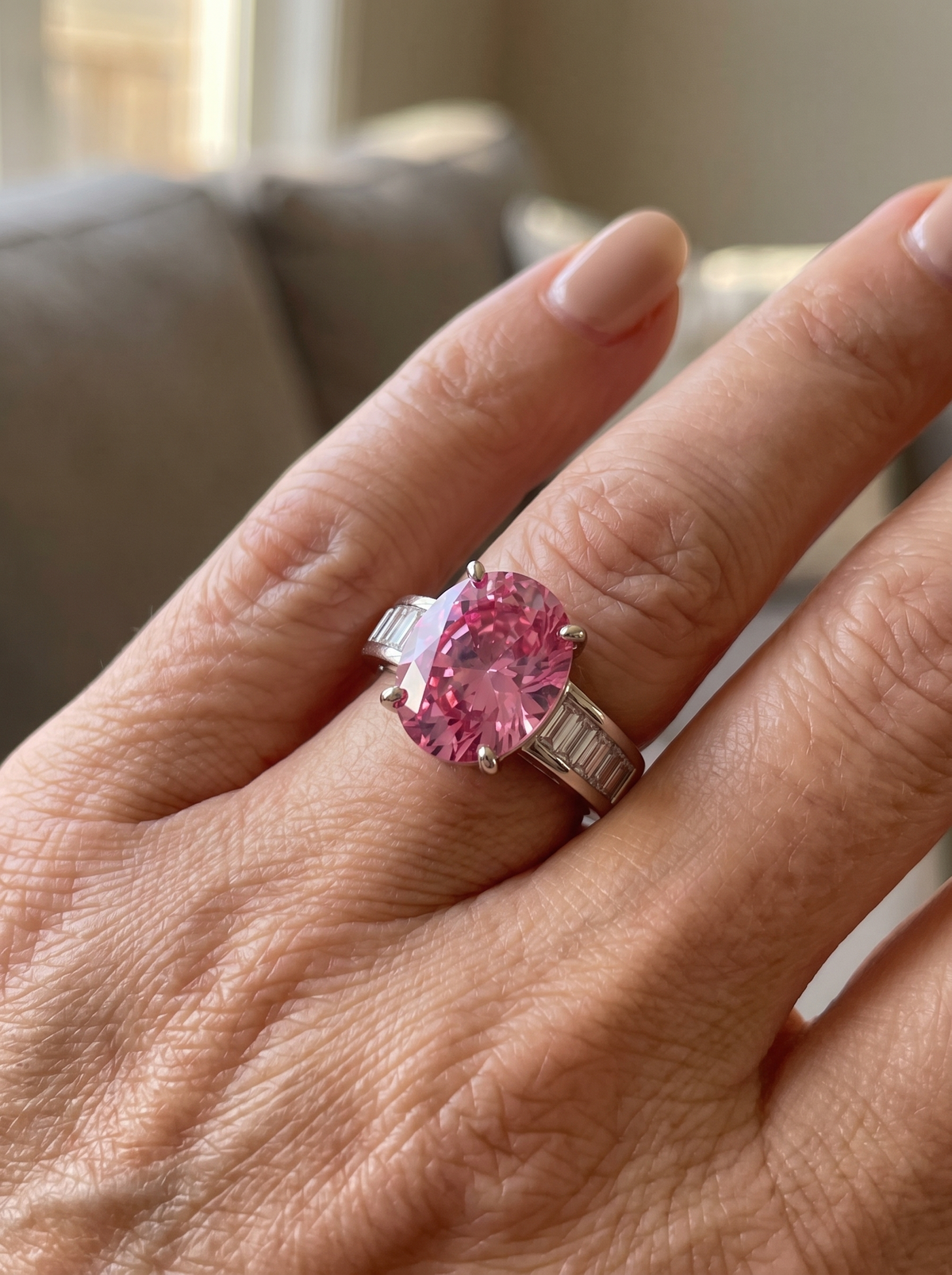 Pink moissanite engagement ring in 925 silver for women – ARIANA