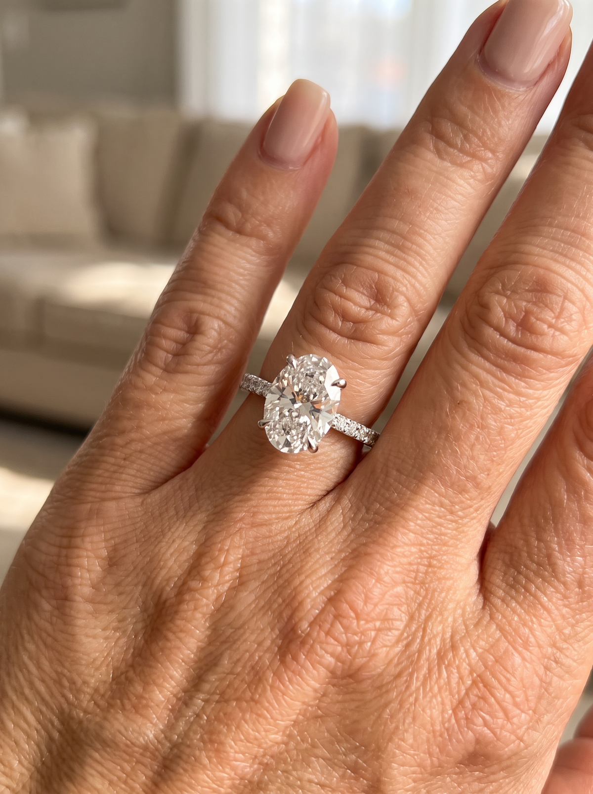 Oval moissanite halo ring in 925 silver for women – ARIANA