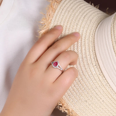 925 silver ring with ruby gemstone for women