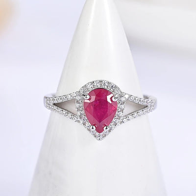 925 silver ring with ruby gemstone for women